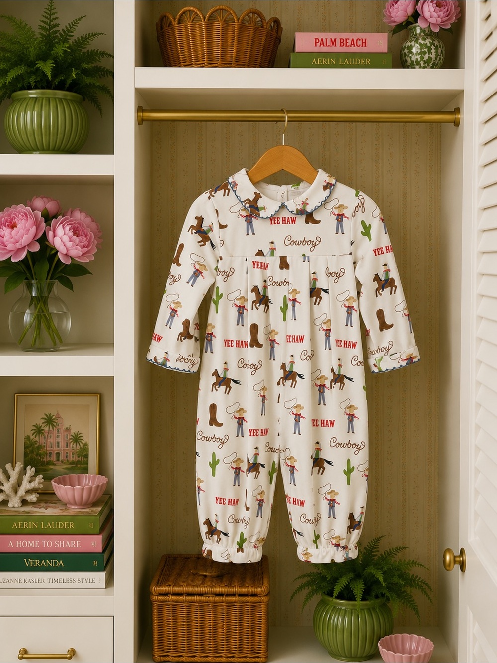 Cecil and Lou Cowboy Romper | Size 2T | Western Print | Gently Worn